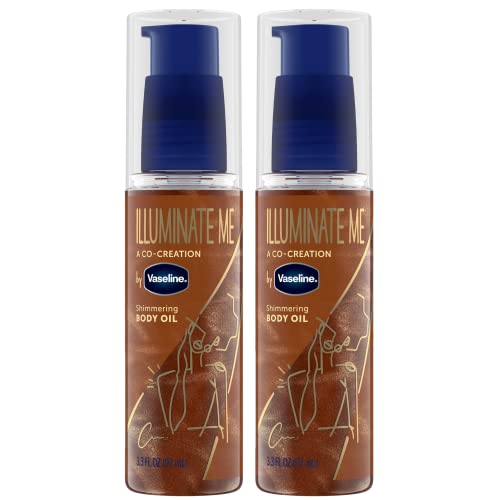 Vaseline Illuminate Me Body Oil - Hydrating Radiance for Melanin-Rich Skin - 3.3 Oz (Pack of 2)