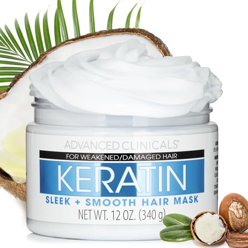 Advanced Clinicals Keratin Hair Mask - Strengthens Color Treated Hair, Deep Hydration, 12 Fl Oz