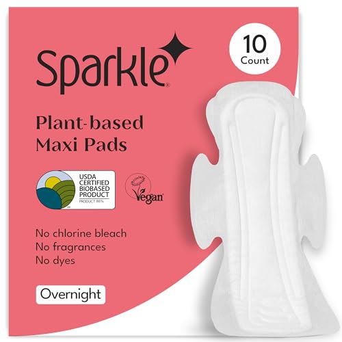 Sparkle Maxi Pads - Superior Absorbency, Plant-Based, USDA Certified Biobased - 10 Count