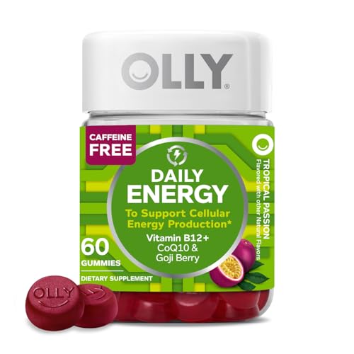 OLLY Daily Energy Gummies - Boost Cellular Energy, Caffeine Free, Tropical Flavor - 60 Count