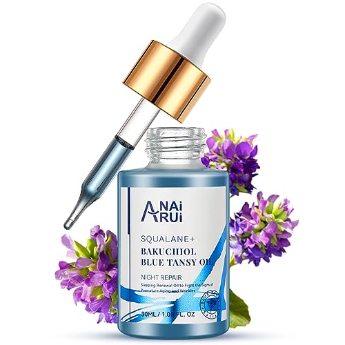 ANAI RUI Bakuchiol Blue Tansy Night-Repair Facial Oil - Hydrating, Soothes Redness - 1 FL.OZ