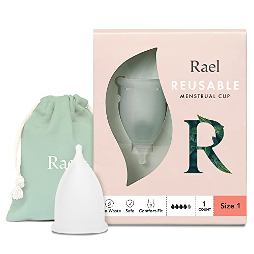 Rael Menstrual Cup - 12-Hour Leak Protection, Medical-Grade Silicone, BPA Free - Size 1