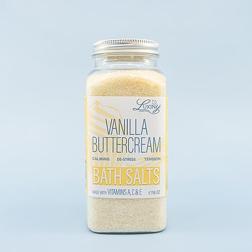 Luxiny Bath Soak & Bubble Bath - Relaxing Epsom Salts, Almond Oil, Vanilla Buttercream - 16oz