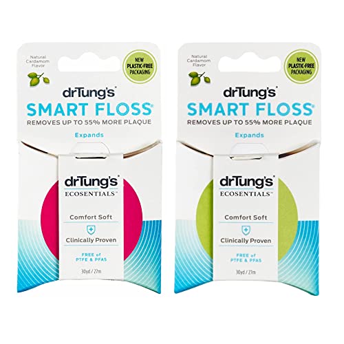 Dr. Tung's Dental Floss - Expanding Cardamom Flavor, Gentle on Gums, 30 yds (Pack of 2)