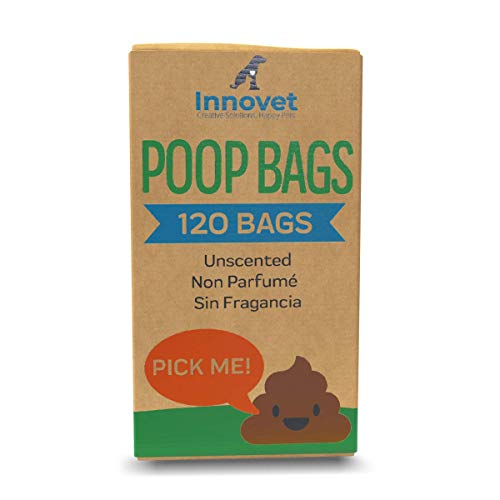 Innovet Pet Waste Bags - Biodegradable, Leak-Proof, Unscented, Non-Toxic - 120 Count