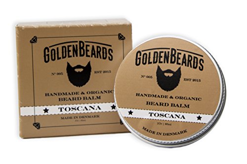 Golden Beards Organic Beard Balm - Tames & Shapes, Jojoba & Argan Oils - 60ML Handmade in Denmark