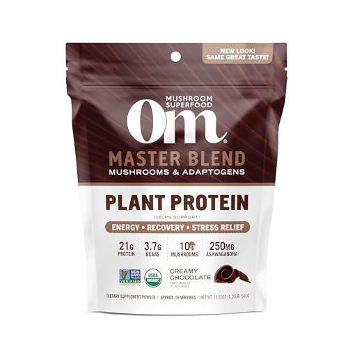 OM Mushroom Superfood Master Blend Protein Powder - 21g Protein, 10 Mushroom Complex - 19.26oz