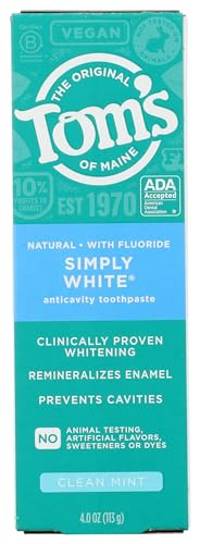 Toms of Maine Simply White Toothpaste - Fights Cavities, Strengthens Enamel, 4 oz