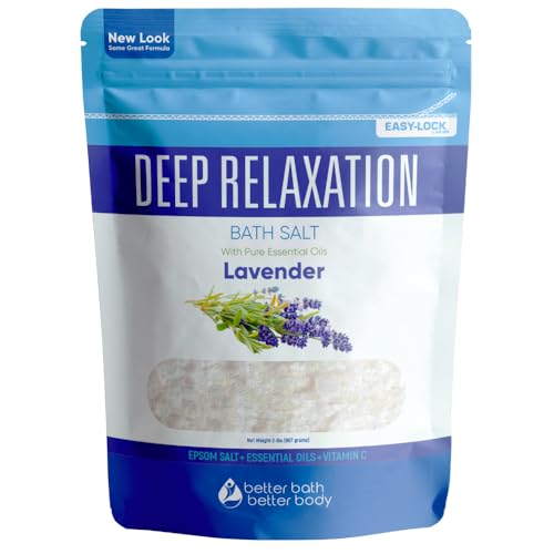 Relaxing Bath Soak - Epsom Salt with Lavender Oil & Vitamin C for Purified Water - 32oz