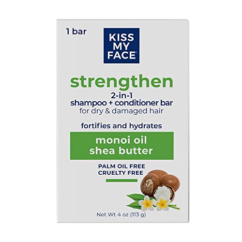 Kiss My Face 2-in-1 Shampoo & Conditioner Bar - Strengthening Monoi Oil & Shea Butter - 5oz