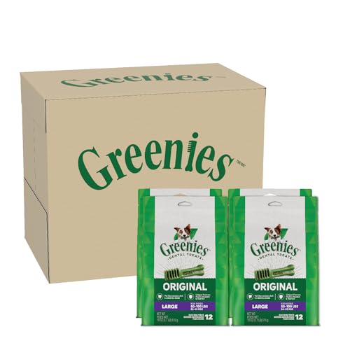 GREENIES Dog Treats - Natural Oral Health Chews, Vet Recommended, 12oz Pack (48 Treats)