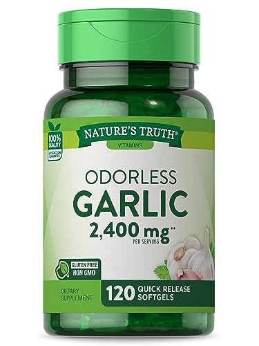 Nature's Truth Dietary Supplement - Odorless Garlic 2400 mg, Non-GMO, Gluten Free - 120 Softgels