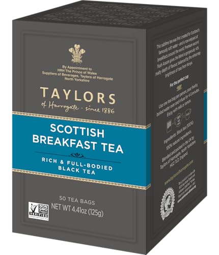 Taylors of Harrogate Scottish Breakfast Tea - Rich Flavor, Carbon Neutral Certified - 50 Bags