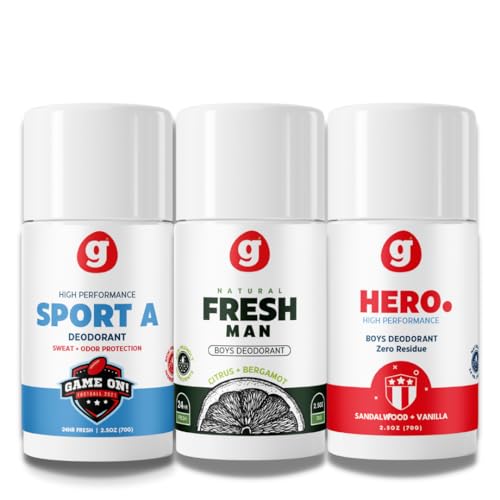 Grownish Kids Deodorant - Non-Toxic, 24-Hour Odor Protection, Citrus Scents - 3-Pack Variety