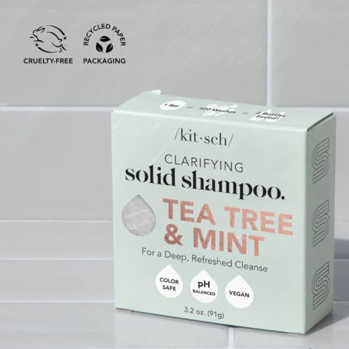 Kitsch Tea Tree & Mint Shampoo Bar - Soothes Itchy Scalp, Vegan, Natural - 3.2oz