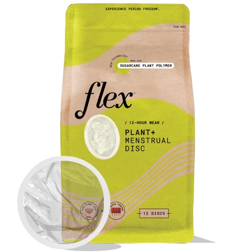 Flex Plant Plus Disc - Hypoallergenic, 12-Hour Leak Protection, Made with Plant Polymers - 12 Count