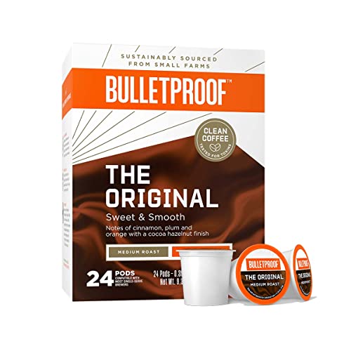 Bulletproof Medium Roast Coffee Pods - Handpicked Arabica, Rainforest Alliance Certified - 24 Count