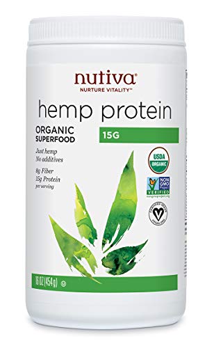 Nutiva Hemp Protein Powder - 15g Plant-Based Protein, Non-GMO, Cold-Processed - 16oz