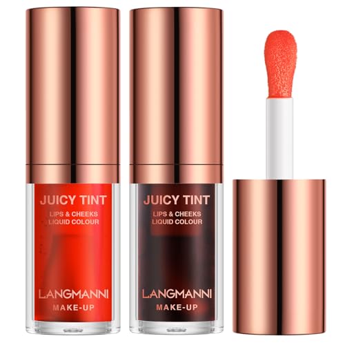 LANGMANNI Lip & Cheek Stain Set - Hydrating, Waterproof, Long-Lasting Color - 2 Matte Shades