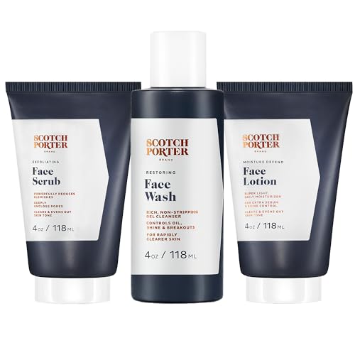 Scotch Porter Men's Grooming Set - Exfoliate & Moisturize with Natural Ingredients - 3pc