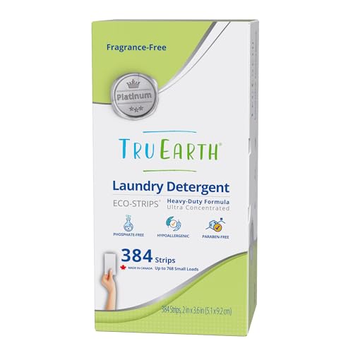 Tru Earth Platinum Laundry Detergent Sheets - Heavy Duty, Fragrance Free - 384 Ultra-Concentrated