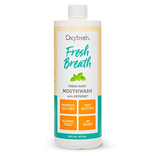 Oxyfresh Mouthwash - Long-Lasting Fresh Breath, Alcohol & Fluoride Free, Peppermint - 16oz