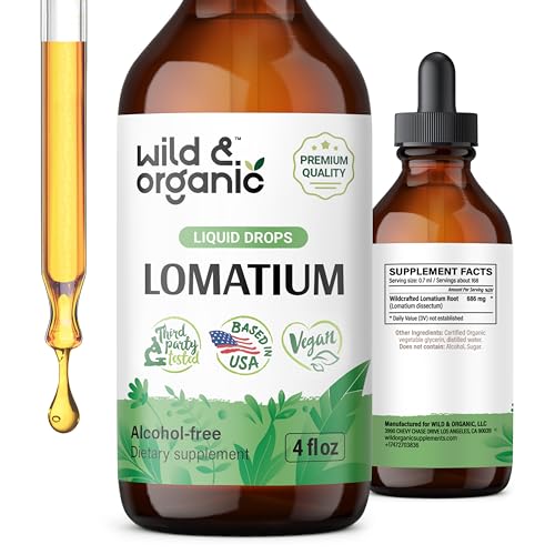 Wild & Organic Lomatium Root Tincture - Supports Lung Health, Vegan & Alcohol-Free - 4 fl oz