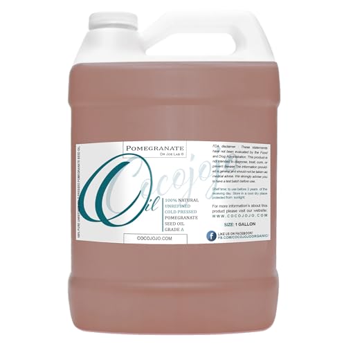 cocojojo Pomegranate Oil - Deep Moisturizer for Skin, Hair & Nails, Pure Cold Pressed - 1 Gallon