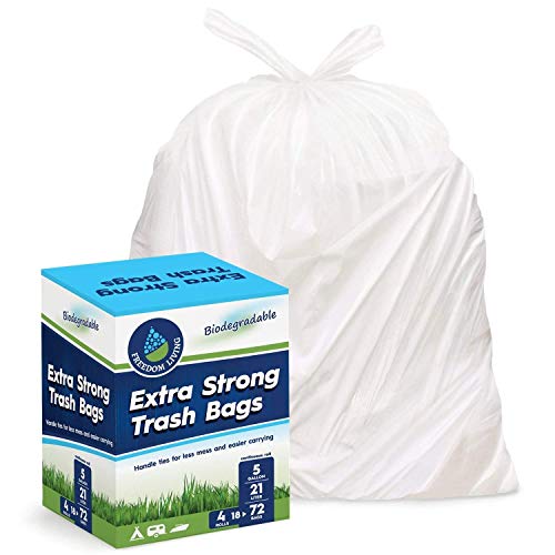 Freedom Living Heavy Duty Trash Bags - Biodegradable, Leak-Proof, 5 Gallon, 72 Count