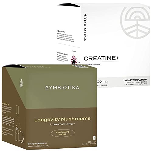 CYMBIOTIKA Mushroom & Creatine+ Supplement - Boost Energy & Recovery, Vegan, 6 Organic Mushrooms