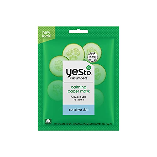 Yes To Cucumber Face Mask - Hydrates & Calms Sensitive Skin, Natural Ingredients - Pack of 3