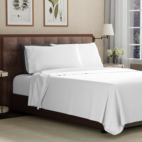 Purity Home 100% Cotton King Sheet Set - Soft Sateen, GOTS & OEKO-TEX Certified - 4pc White