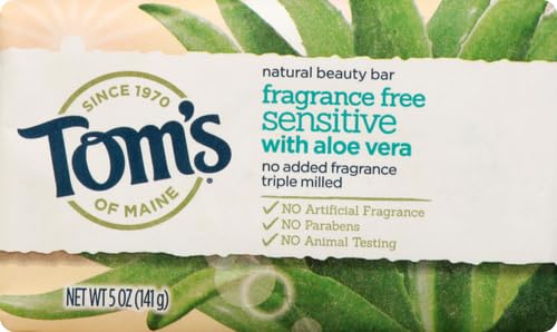 Tom's of Maine Bar Soap - Gentle Cleansing for Sensitive Skin, Aloe Vera, Paraben-Free - 5oz