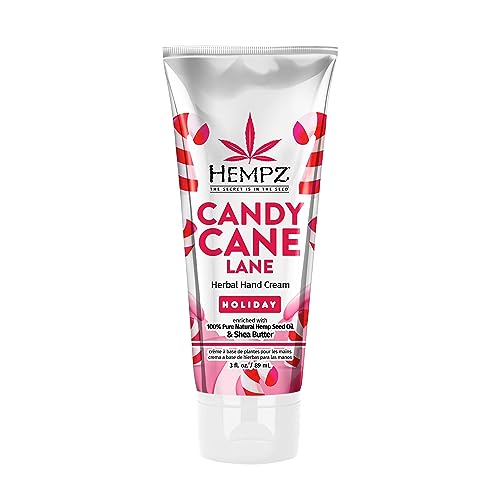 Hempz Candy Cane Lane Hand Cream - Moisturizing Shea Butter, Hydrating Hemp Oil - 3 Oz