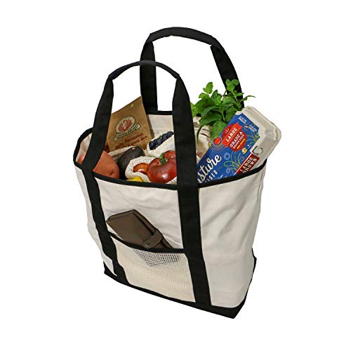 Simple Ecology Canvas Grocery Bag - Durable, GOTS Certified Organic Cotton, XL Size, Black