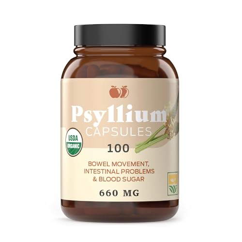 Pure Natural Psyllium Husk Capsules - Supports Digestion & Regularity, 660mg - 100 Count