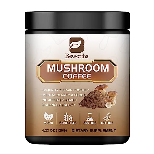 Mushroom Coffee Blend - Boosts Energy & Mental Clarity, Non-GMO, Low Caffeine - 10oz