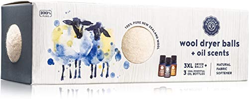 Woolzies Wool Dryer Balls - Chemical-Free Softening, Essential Oil Set for Freshness - 3 XL