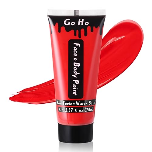 Go Ho Red Face Body Paint - Non-Toxic, Easy to Apply, Washable Red for Festivals & Cosplay - 2.37oz