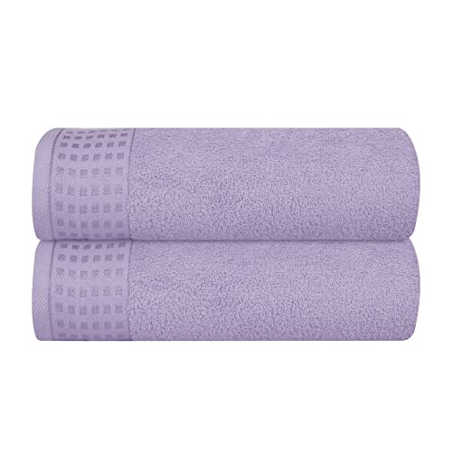 GLAMBURG 100% Cotton Bath Towel Set - Ultra Soft, Highly Absorbent, Quick-Dry - 28x55 In, Purple