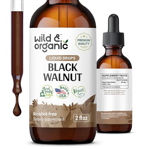 Wild & Organic Black Walnut Tincture - Detox Support, Vegan, Alcohol-Free - 2 oz