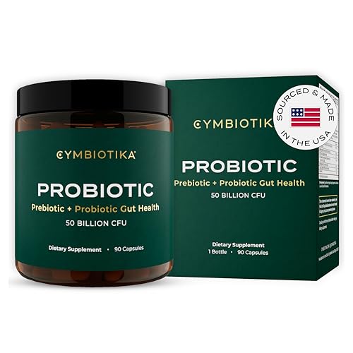 CYMBIOTIKA Probiotic + Prebiotic Digestive Supplement - Immune Support, 50B CFU, 90 Capsules