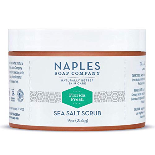 Naples Soap Sea Salt Body Scrub - Exfoliates, Hydrates, No Harmful Ingredients - Florida Fresh, 9oz