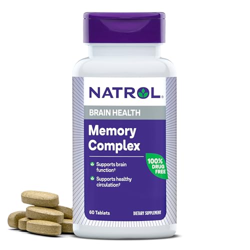 Natrol Brain Supplement - Memory Support with Ginkgo Biloba & B Vitamins - 60 Tablets