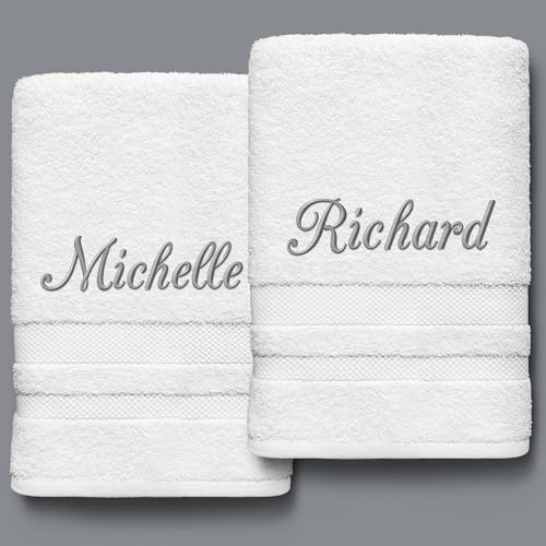 Personalized Hotel Bath Towel Set - Soft, Durable & Absorbent Cotton - Custom Embroidery, 28"x55"