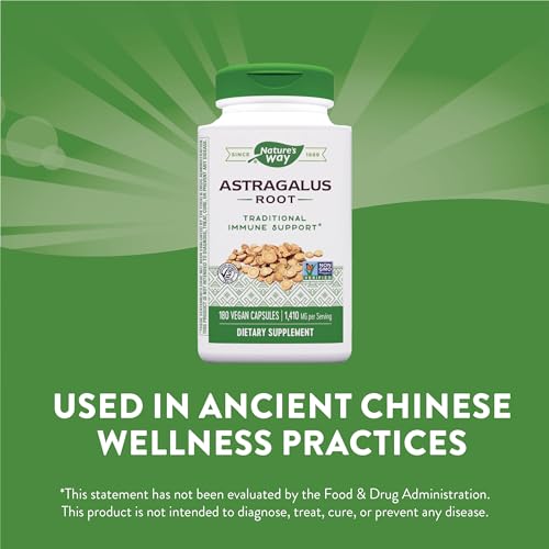 Nature's Way Astragalus Root - Traditional Immune Support, Non-GMO, Vegan - 180 Capsules