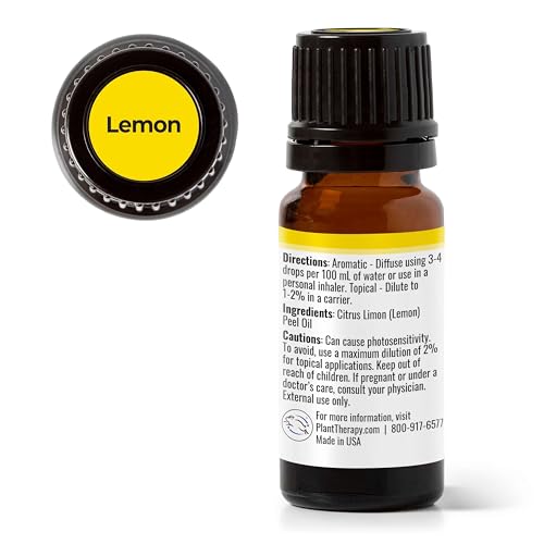 Plant Therapy Lemon Essential Oil - Supports Immune Health, Energizing Aroma - 10 mL