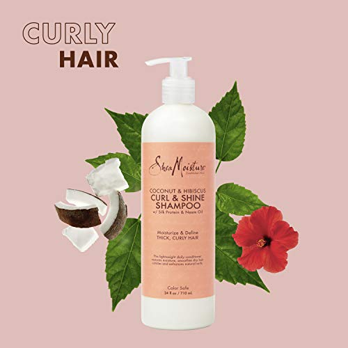 SheaMoisture Coconut Hibiscus Shampoo - Hydrates & Defines Curls, Fair Trade Ingredients - 24oz