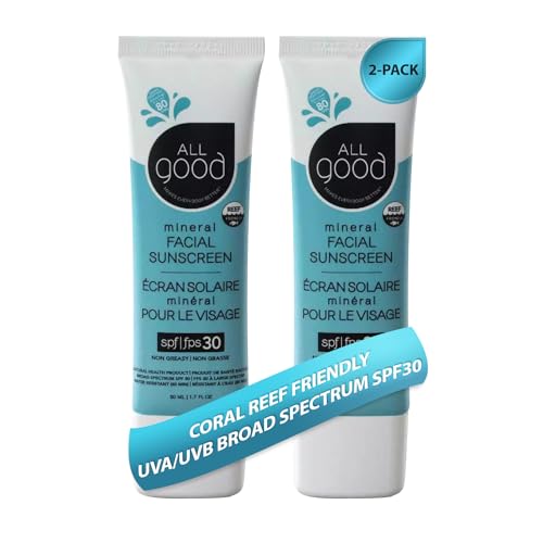 All Good Facial Mineral Sunscreen SPF 30 - Daily Moisturizer with Botanicals - 1.7oz (2-Pack)