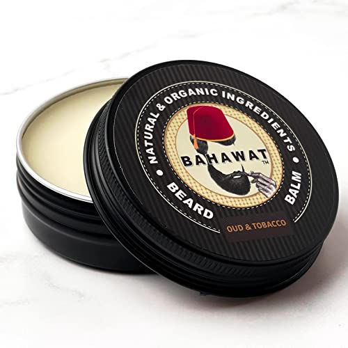 BAHAWAT Beard Balm Tobacco Oud - Styles, Softens & Reduces Itch - Natural Ingredients, 2oz